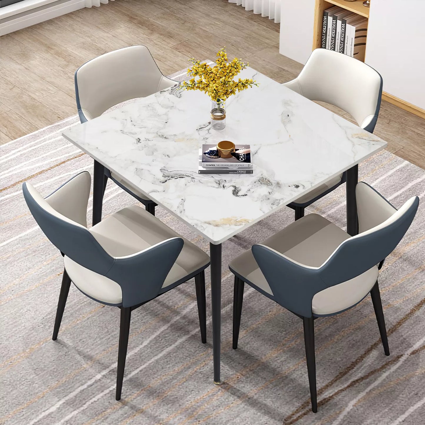 Abdur Marble Square Dining Table For 4