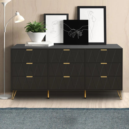 Cora Modern Wide 9 Drawer Chest Dresser