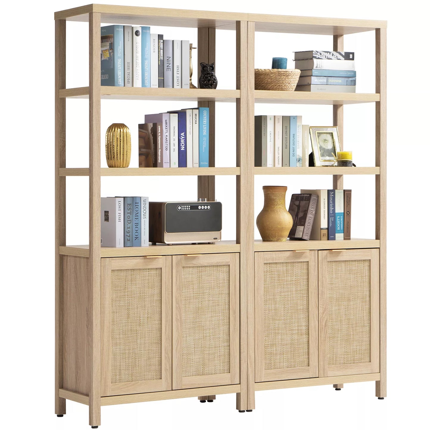 Maia Tall Rattan Bookcase Bookshelf