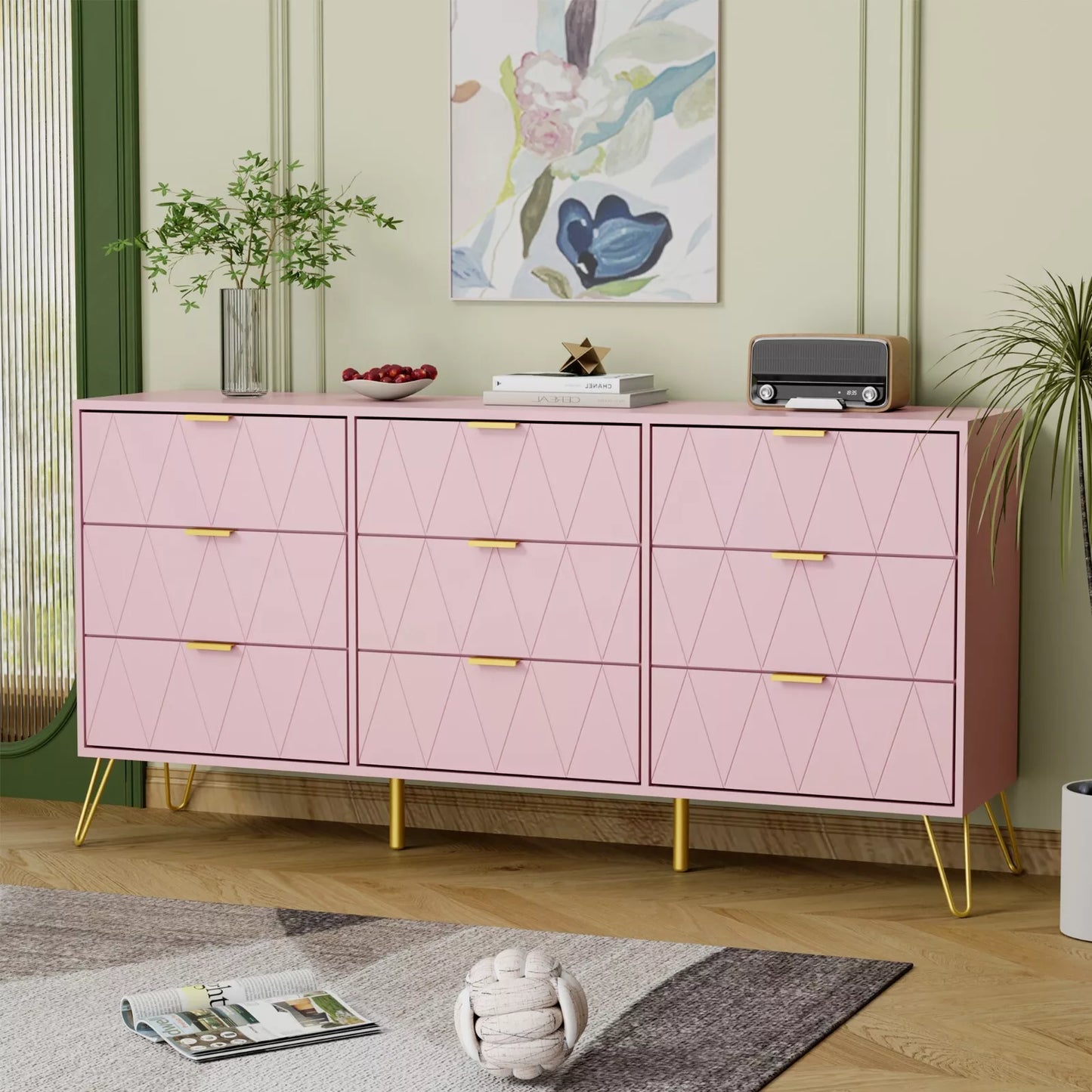 Cora Modern Wide 9 Drawer Chest Dresser