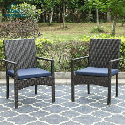 Outdoor Cushioned Wicker Patio Chair (Set of 2)