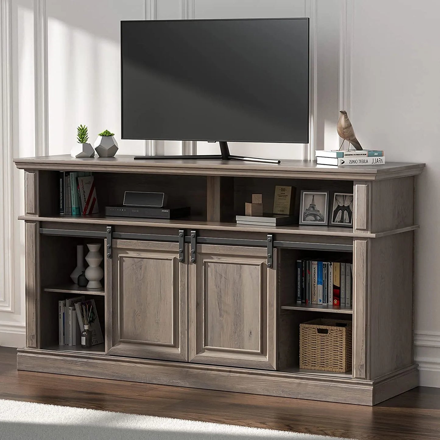 Yash Farmhouse Tall TV Media Cabinet Console