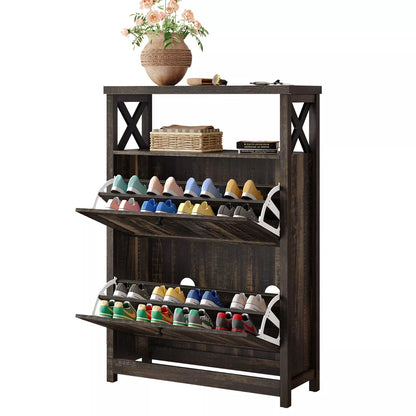 Owais Farmhouse Narrow Entryway Shoe Cabinet