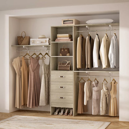 96" Walk In Closet System With Drawers