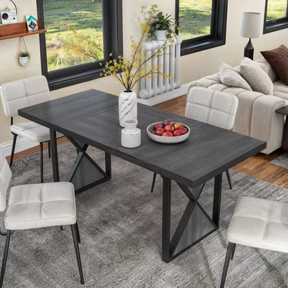 York Rustic Farmhouse Dining Table For 6