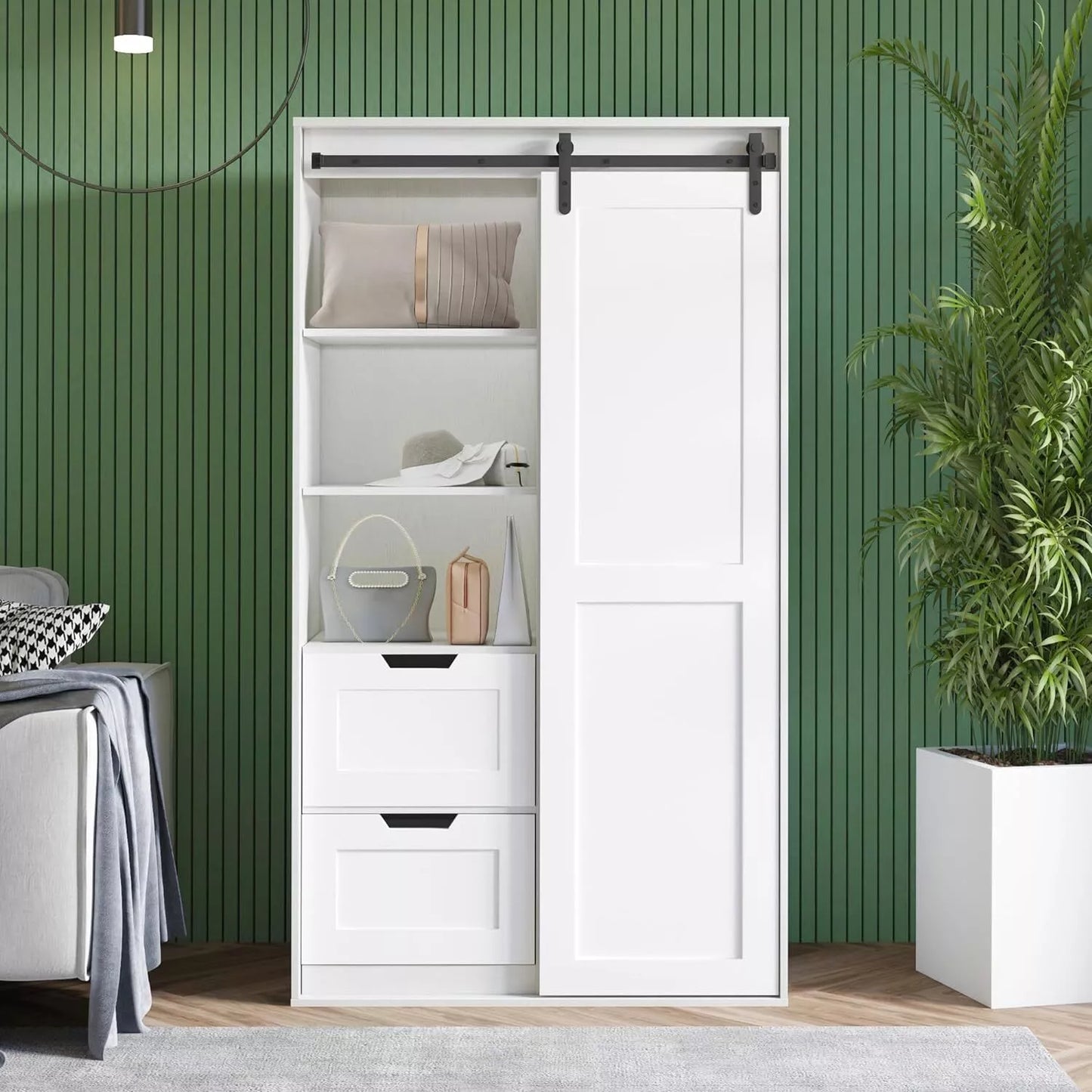 Joan Sliding Armoire Wardrobe Closet