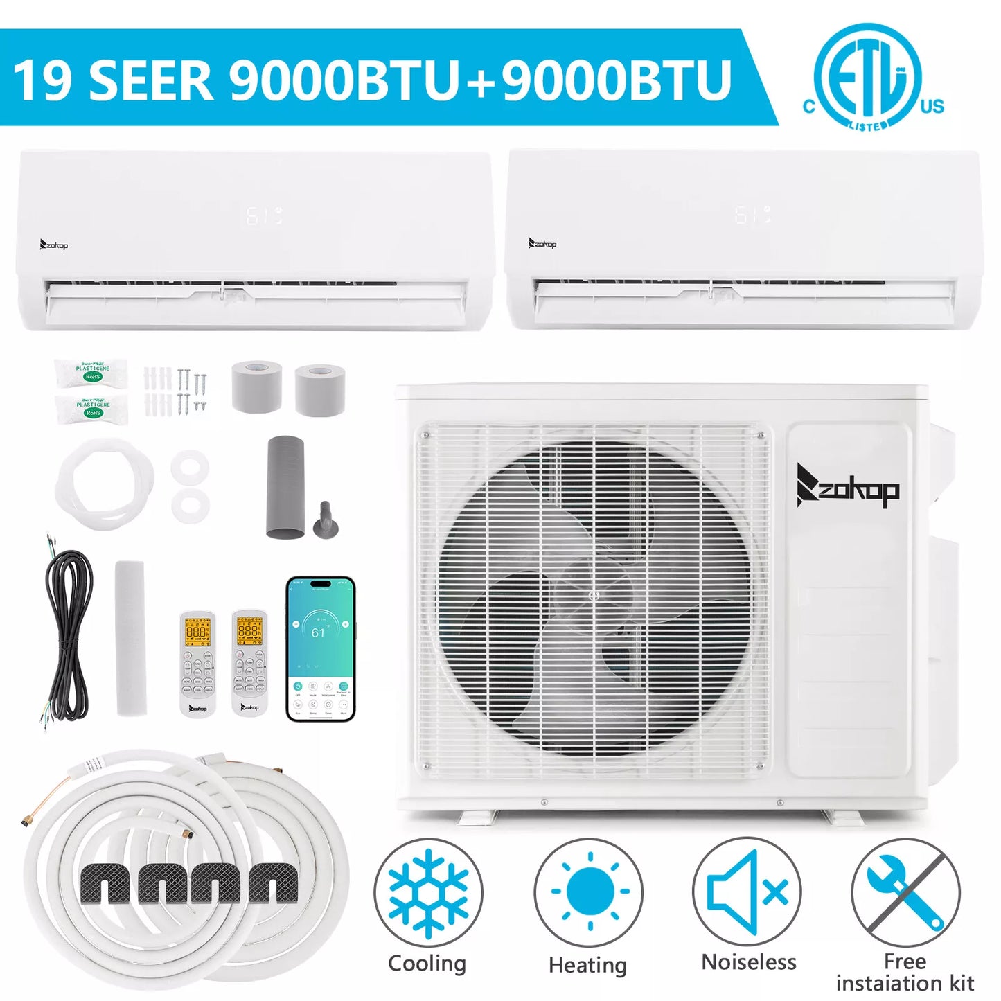 18000 BTU Mini Split Heat Pump Air Conditioner