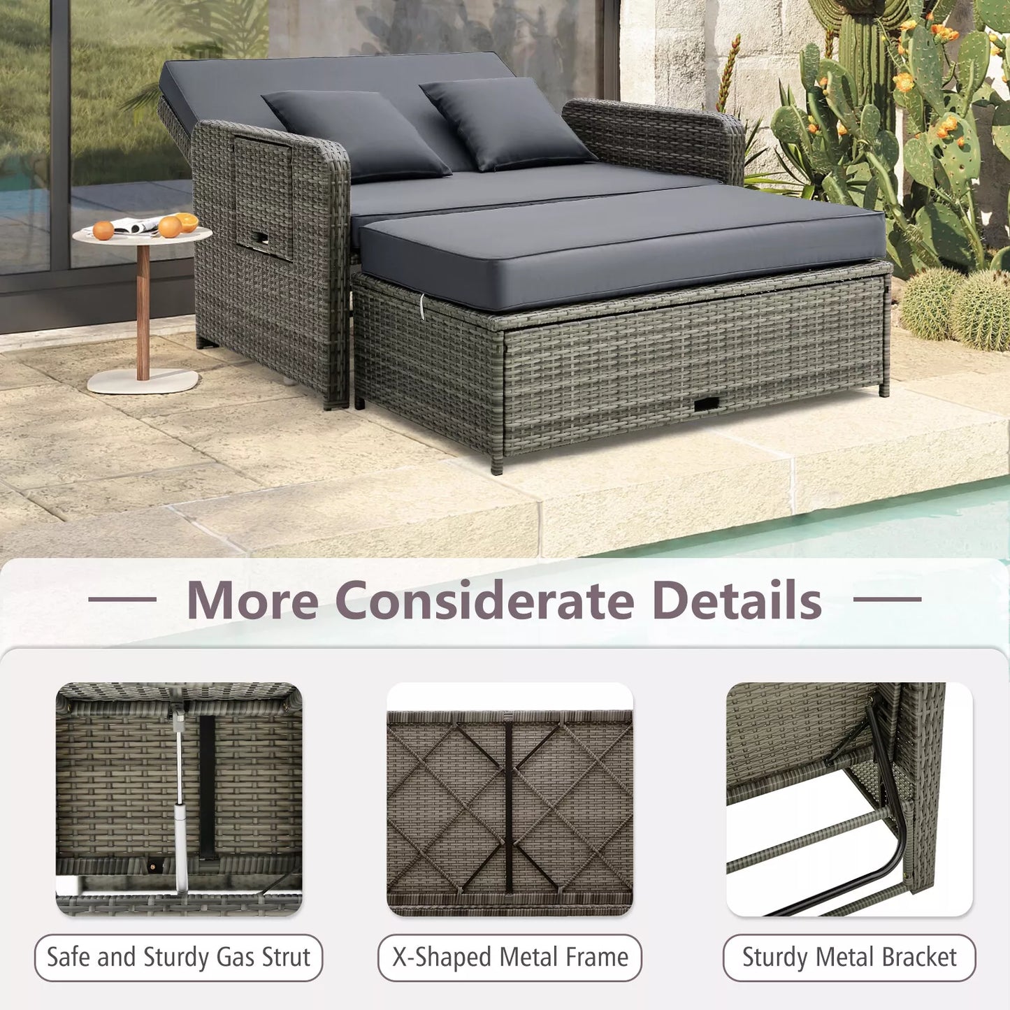 Archer Outdoor Patio Rattan Daybed