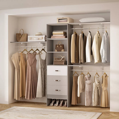 96" Walk In Closet System With Drawers