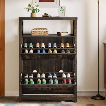 Owais Farmhouse Narrow Entryway Shoe Cabinet