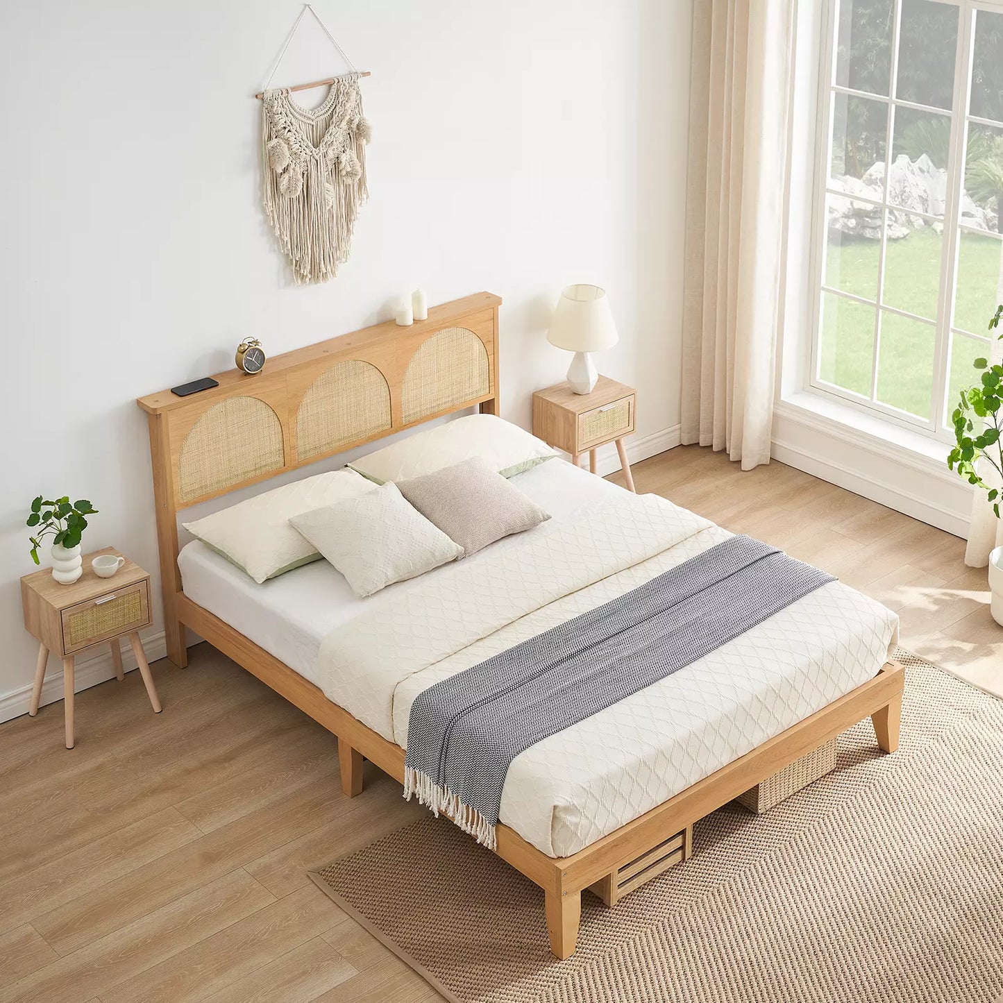 Jak Rattan Bed Frame With Light