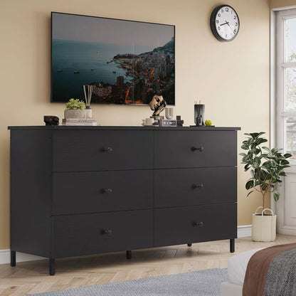 Aran Black Modern 8 Drawer Chest Dresser