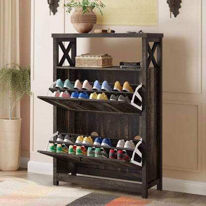 Owais Farmhouse Narrow Entryway Shoe Cabinet