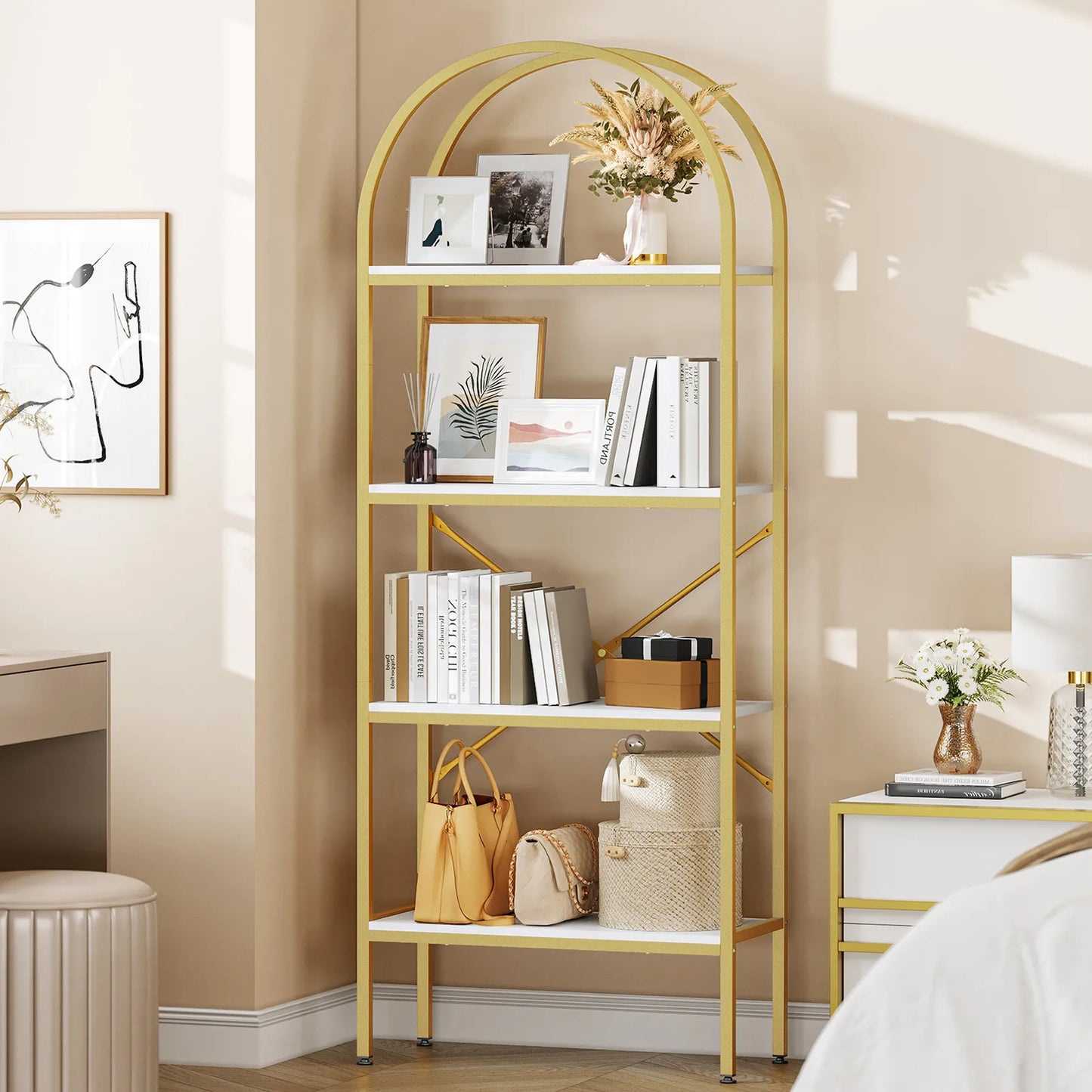 Frank Modern Arched Bookcase Bookshelf