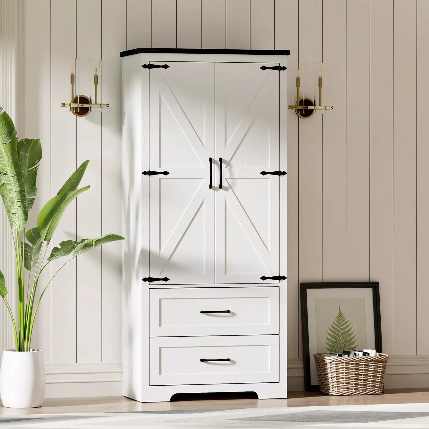 Mckay Farmhouse Armoire Wardrobe Closet