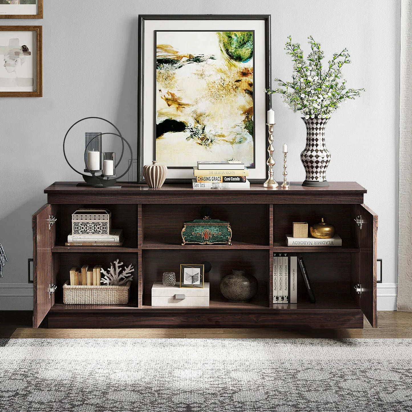 Harri Farmhouse Sideboard Buffet Cabinet