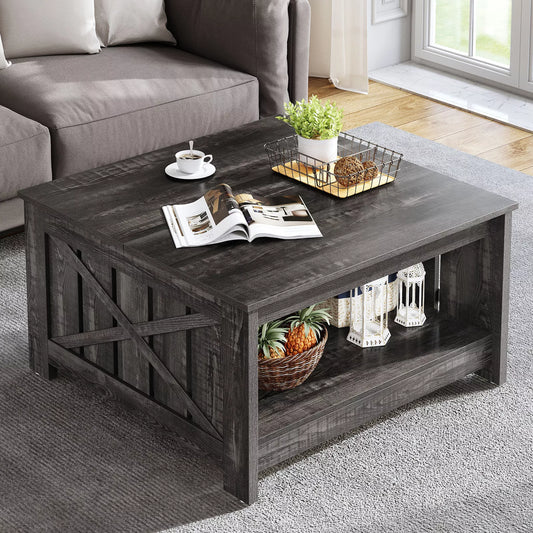 Myles Rustic Square Farmhouse Coffee Table