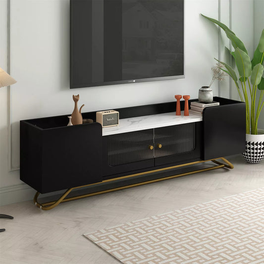 Nia Black Modern TV Media Cabinet Console