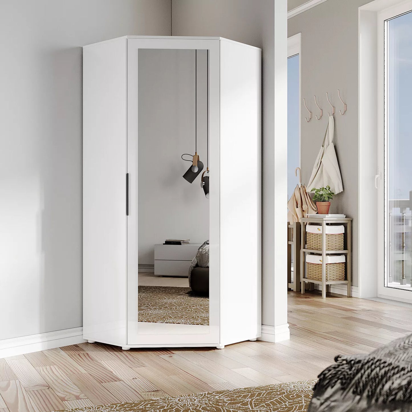 Leah Bedroom Corner Mirrored Wardrobe