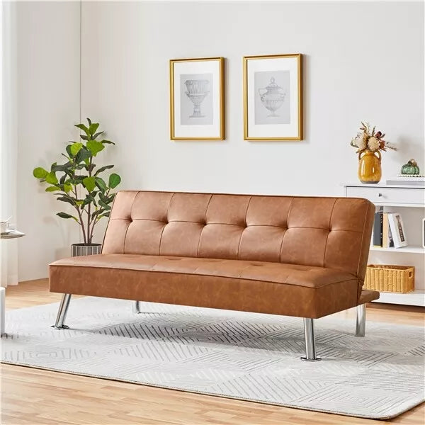 Boyer Leather Convertible Futon Sofa Bed