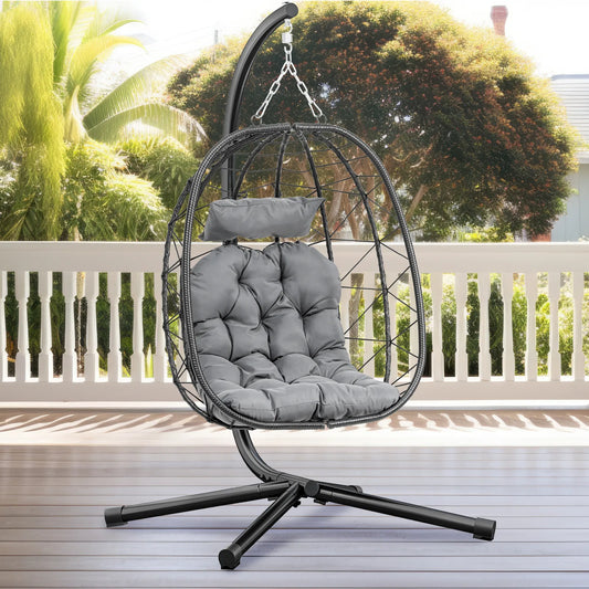 Outdoor Hanging Patio Egg Chair With Stand