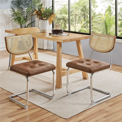 Keith Mid Century Rattan Dining Chair Set of 2 Canva Home