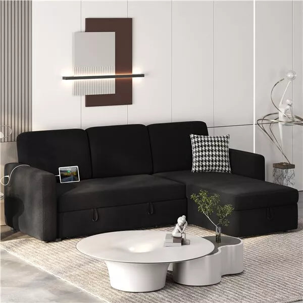 Pull Out Convertible L Shaped Sectional Couch