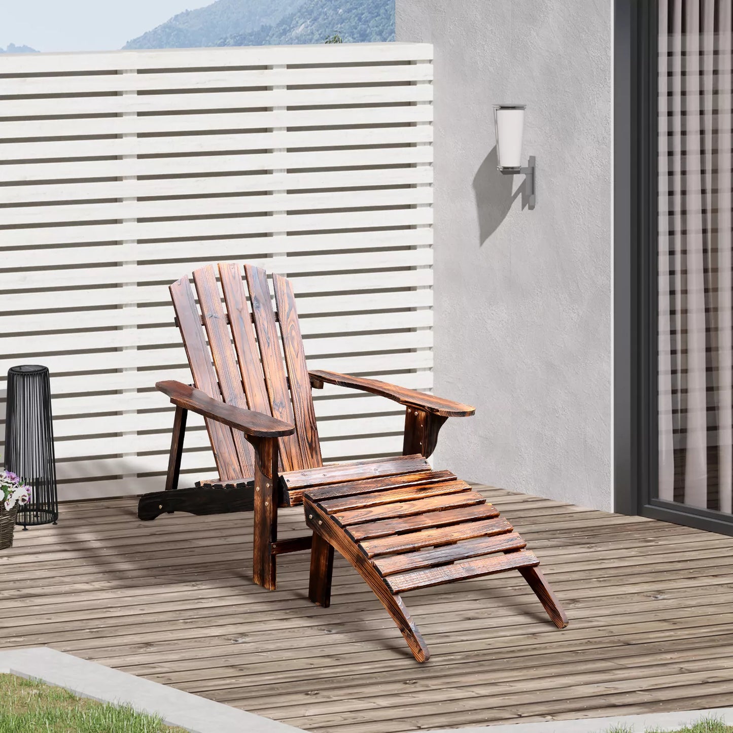 Outdoor Wood Adirondack Lounger Chair