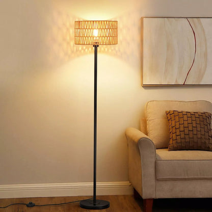 Boho Rattan Living Room Floor Lamp