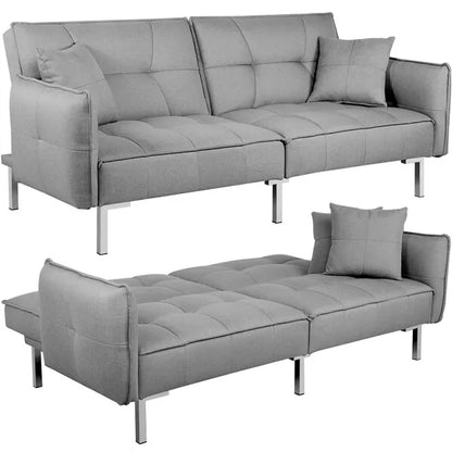 Gray Fabric Convertible Futon Sofa Bed