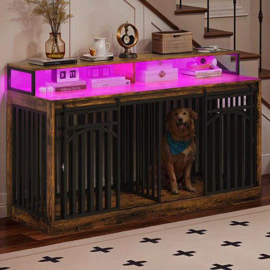 Donald Double Dog Crate Furniture For 2 Dogs