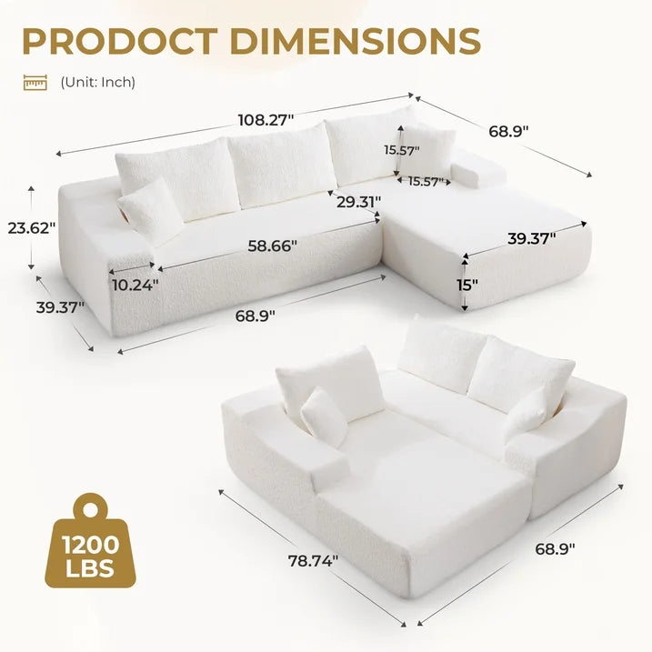 Ebello 108" L-Shaped Sectional Sofa - Canva Home