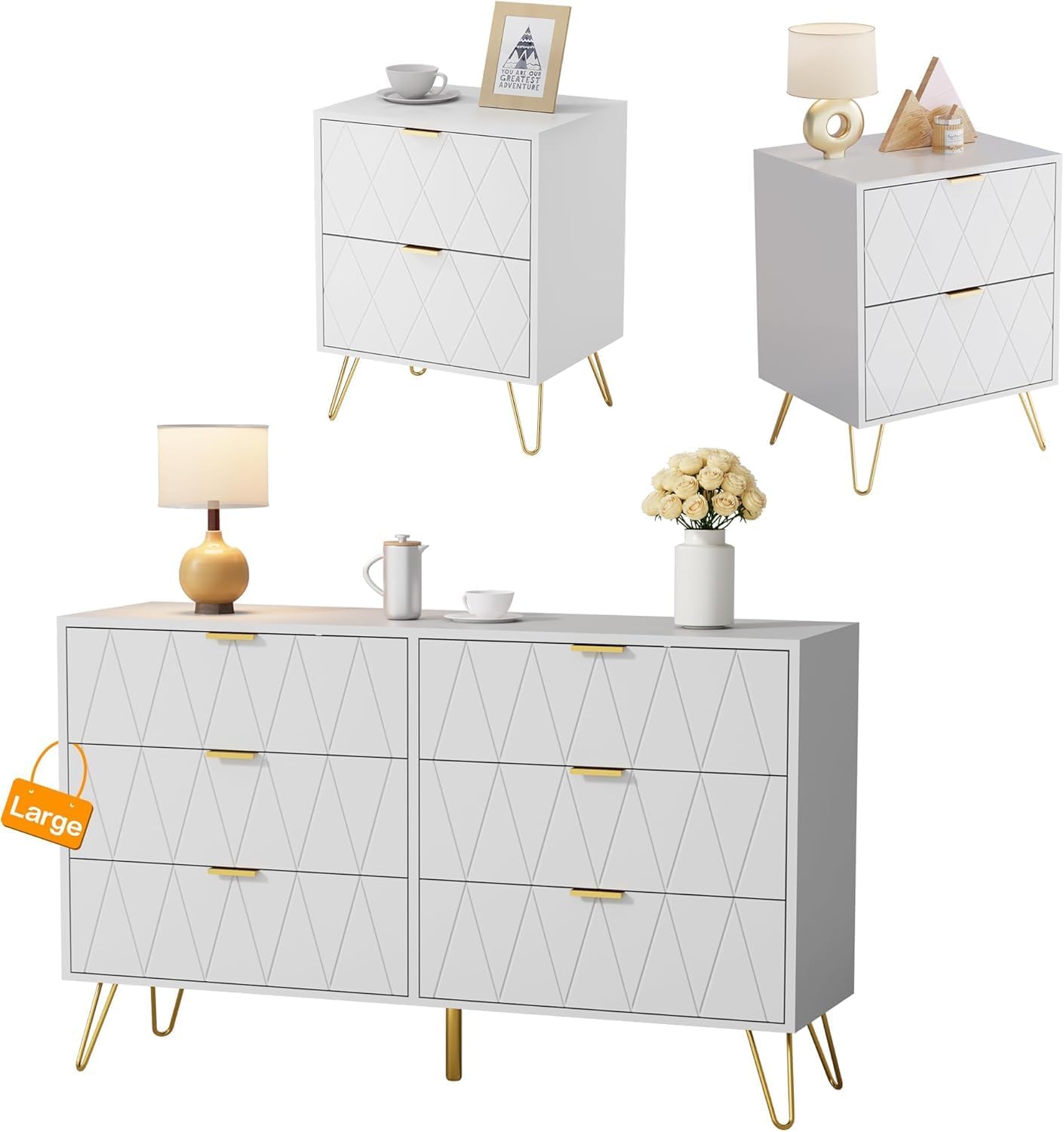 Anbuy Bedroom Sets White Sets 3 Piece - Canva Home