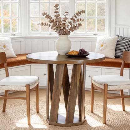 31.5-Inch Farmhouse Wooden Circle Kitchen Table - Canva Home
