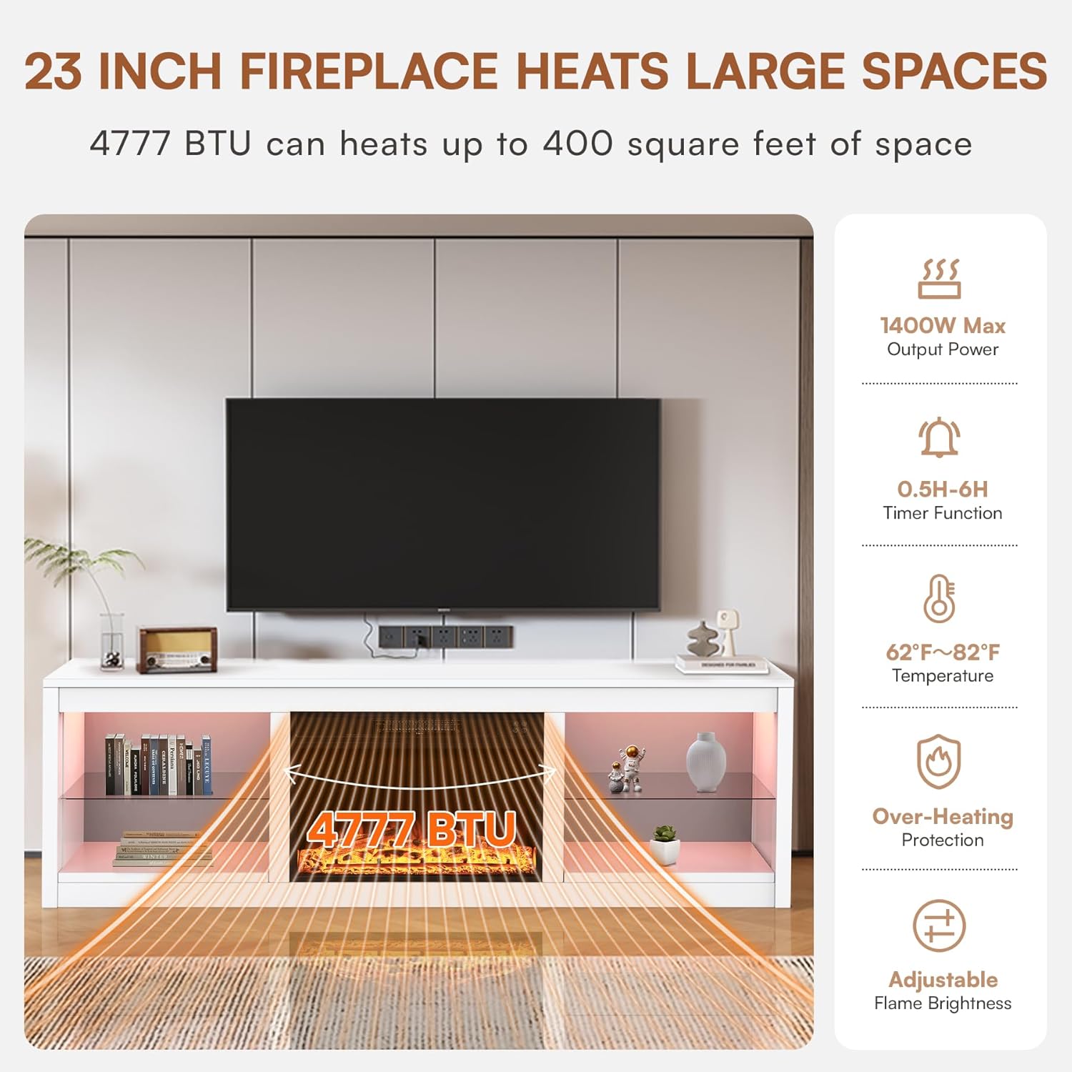 Fireplace TV Stand with 23" Electric Fireplace - Canva Home