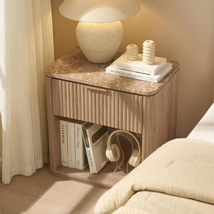1-Drawer Fluted Nightstand with Drawer