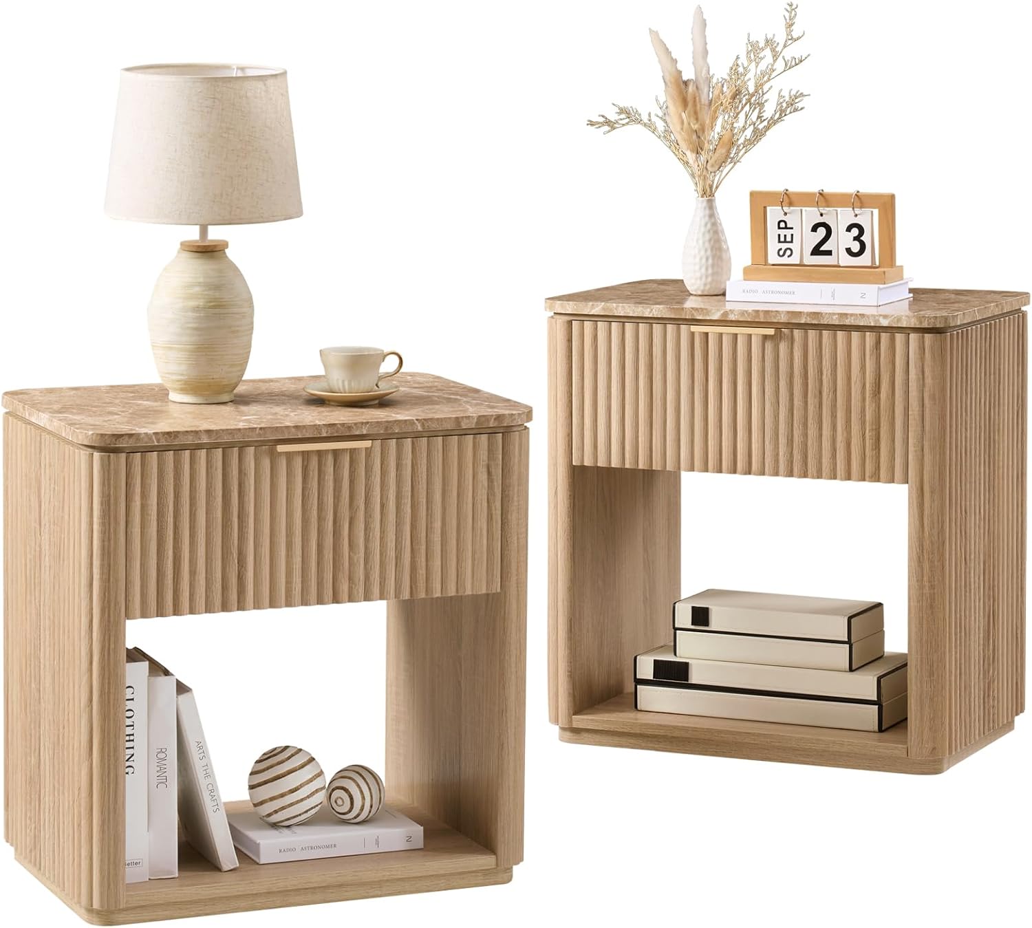 1-Drawer Fluted Nightstand with Drawer