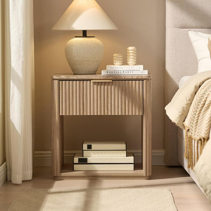 1-Drawer Fluted Nightstand with Drawer
