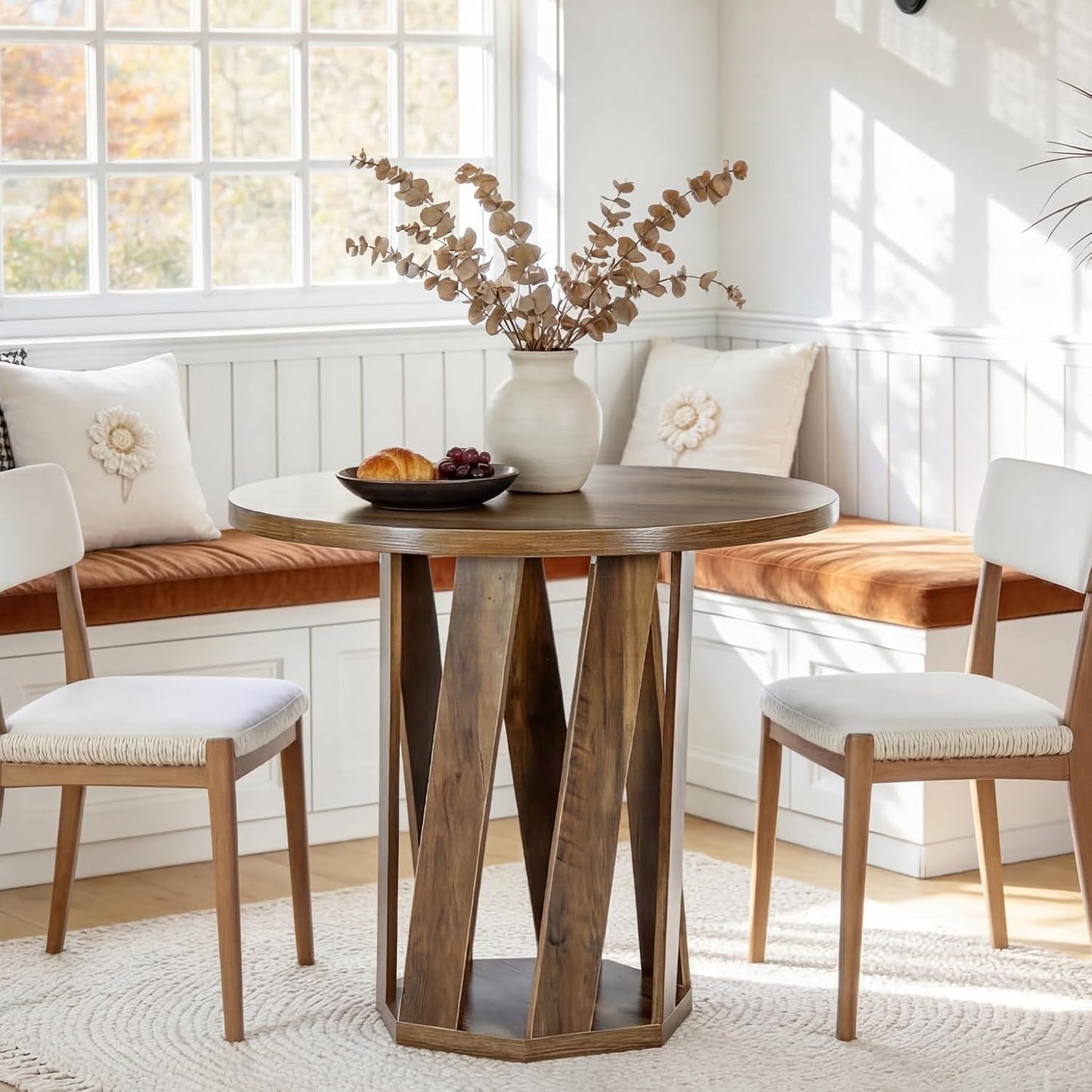 31.5-Inch Farmhouse Wooden Circle Kitchen Table - Canva Home