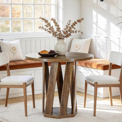 31.5-Inch Farmhouse Wooden Circle Kitchen Table - Canva Home