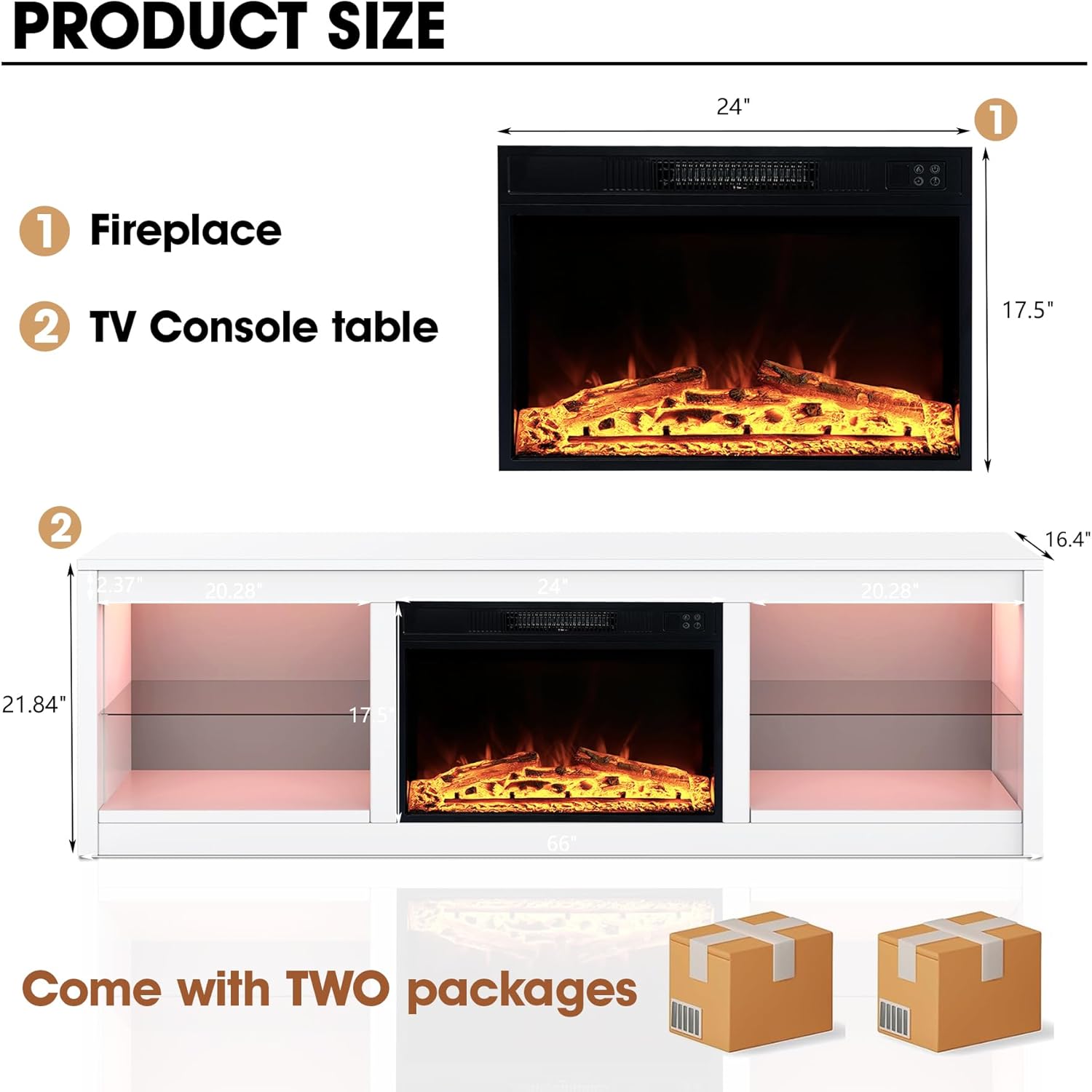 Fireplace TV Stand with 23" Electric Fireplace - Canva Home