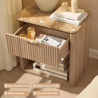 1-Drawer Fluted Nightstand with Drawer