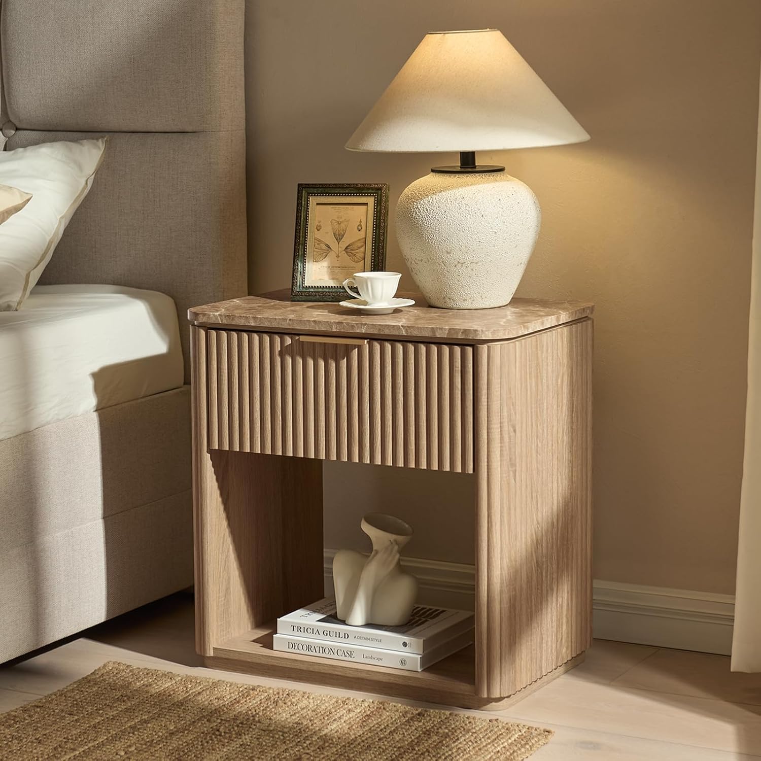 1-Drawer Fluted Nightstand with Drawer