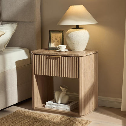 1-Drawer Fluted Nightstand with Drawer