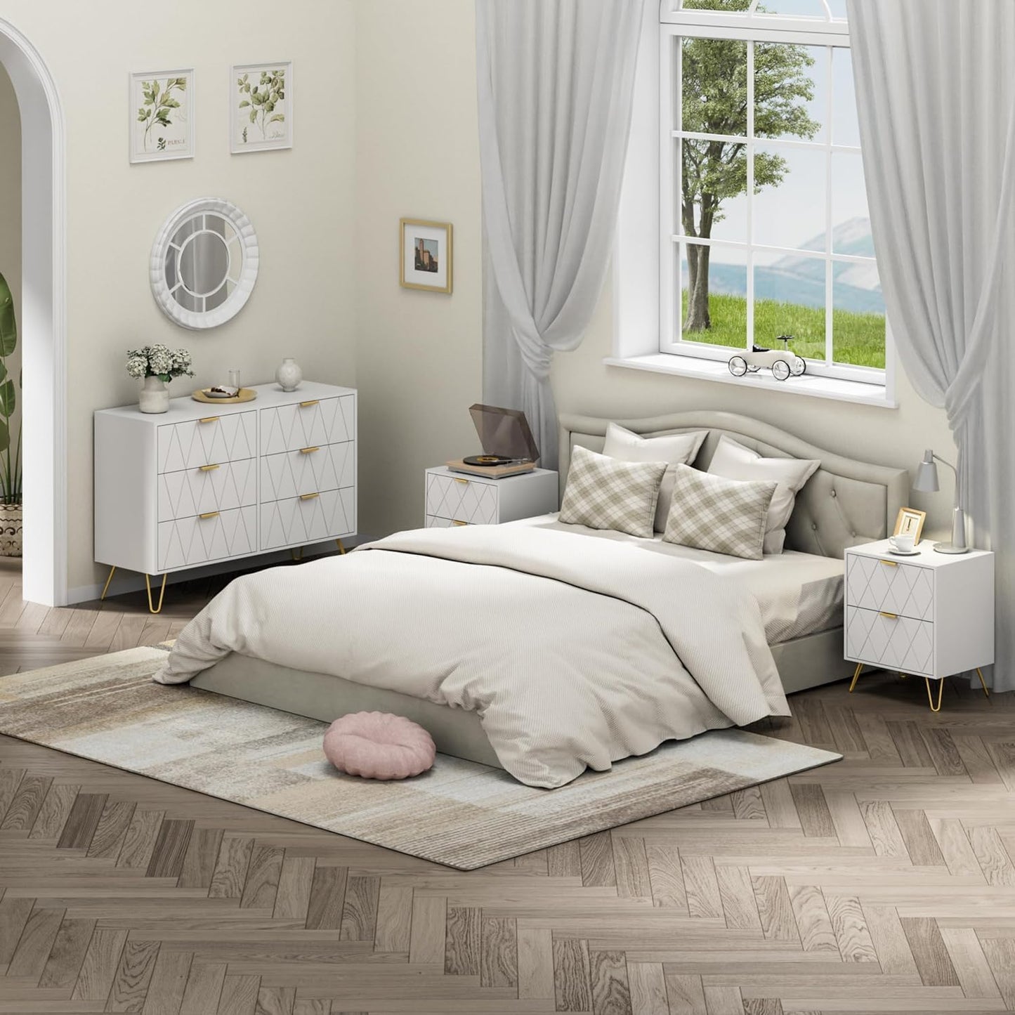 Anbuy Bedroom Sets White Sets 3 Piece - Canva Home