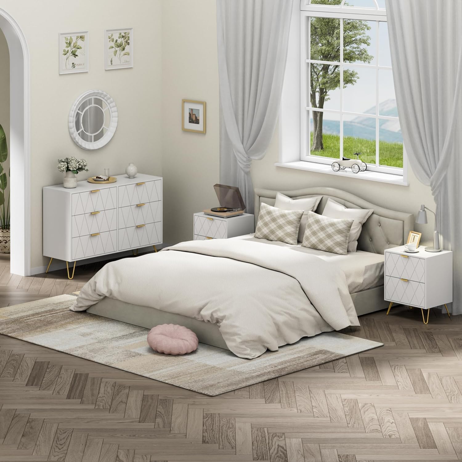 Anbuy Bedroom Sets White Sets 3 Piece - Canva Home