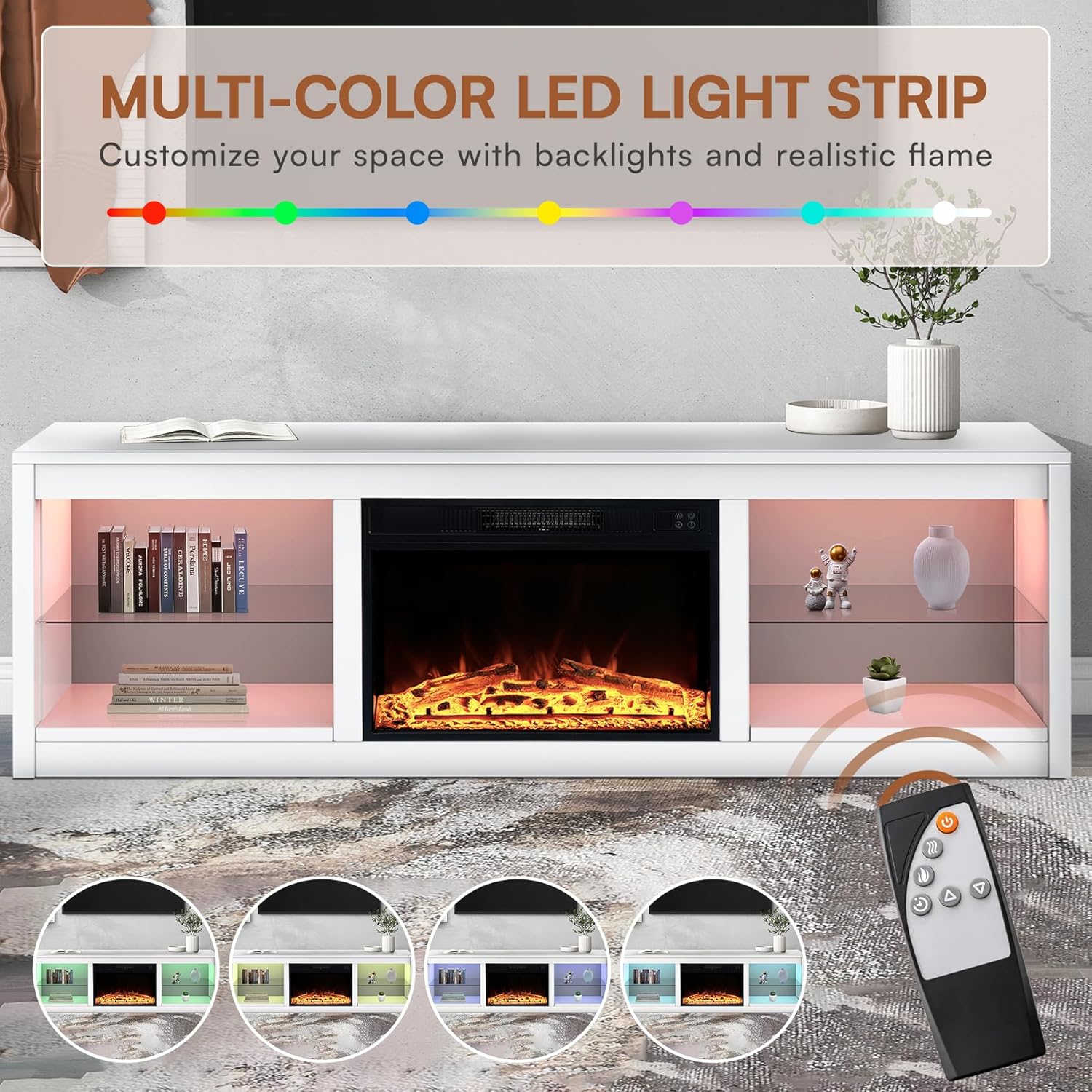 Fireplace TV Stand with 23" Electric Fireplace - Canva Home