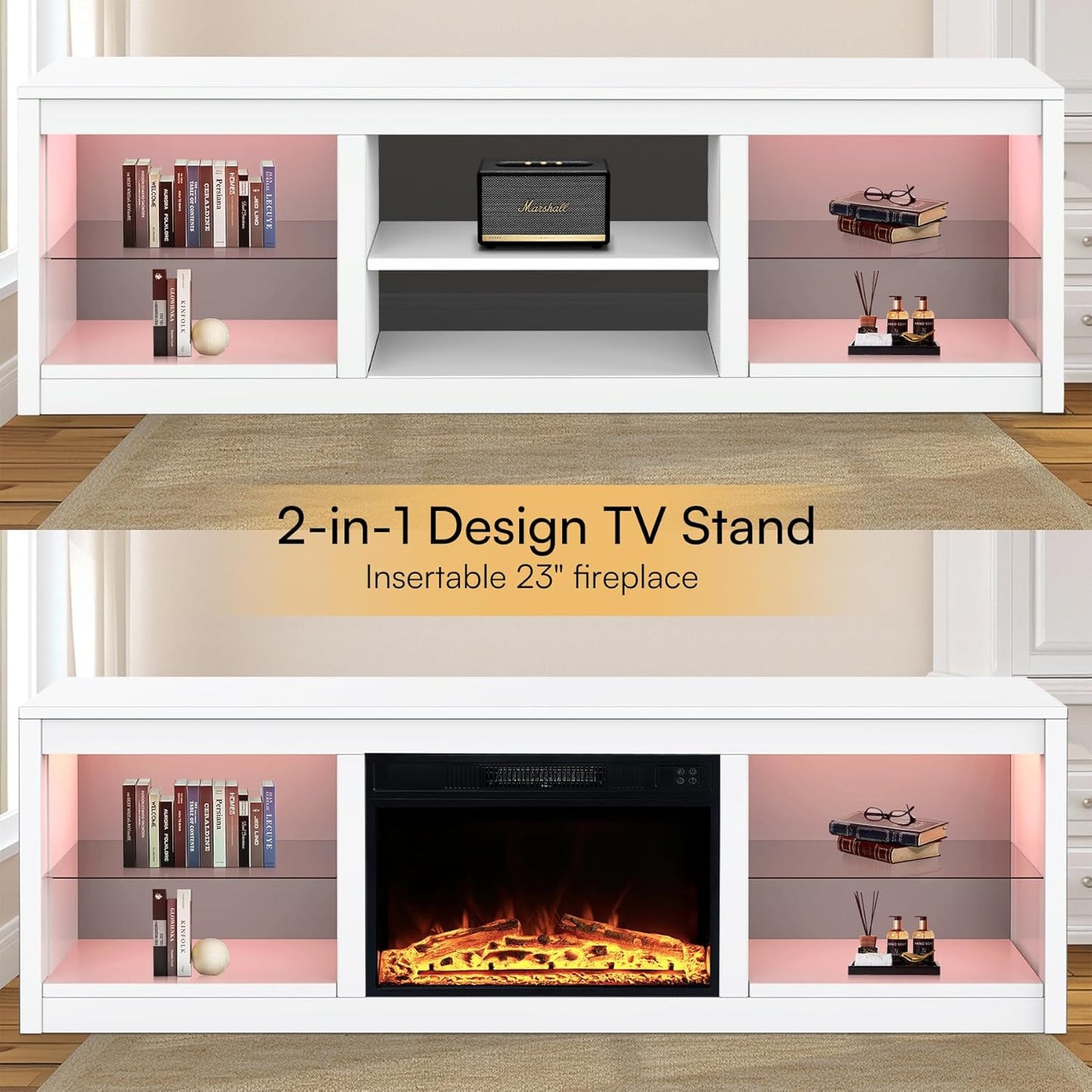 Fireplace TV Stand with 23" Electric Fireplace - Canva Home