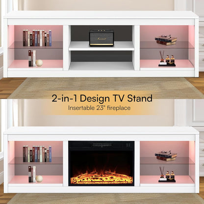 Fireplace TV Stand with 23" Electric Fireplace - Canva Home