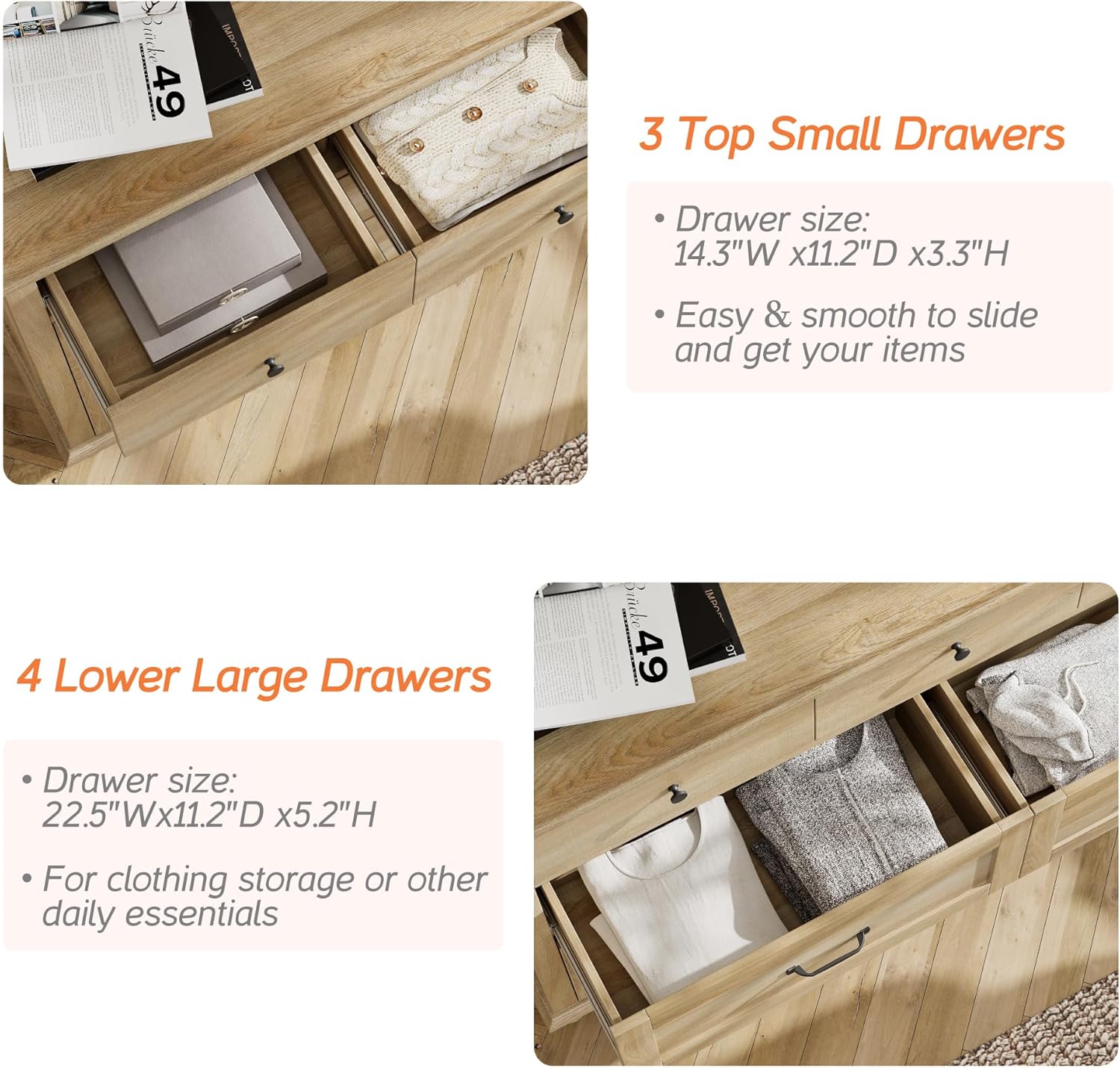 Wampat 3 Piece Bedroom Set with 7 Drawer Dresser for Bedroom - Canva Home